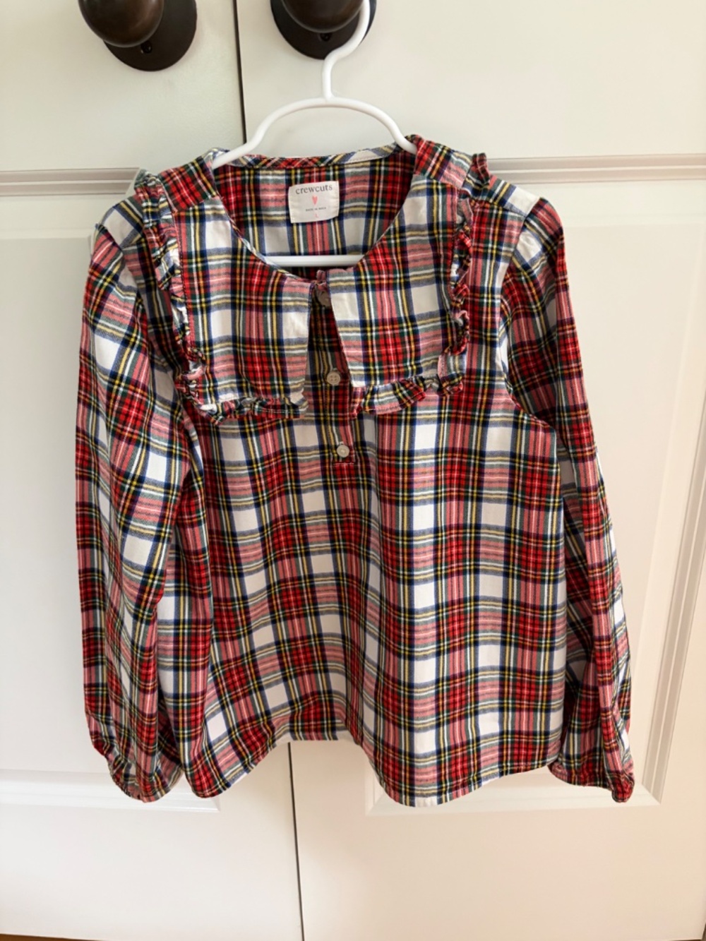 Girls Plaid Peter Pan Collar Blouse